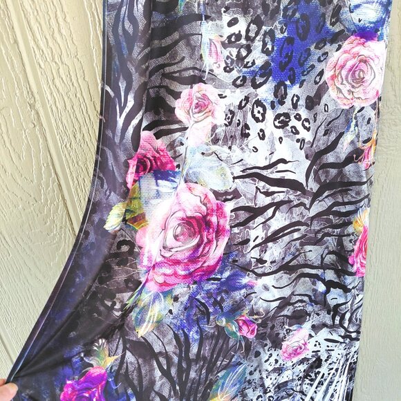 Floral Animal Print Long Maxi Stretch Skirt Size Large - Picture 2 of 5